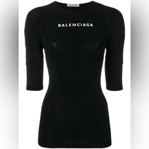 Balenciaga Printed Textured Stretch-jersey Top - Black